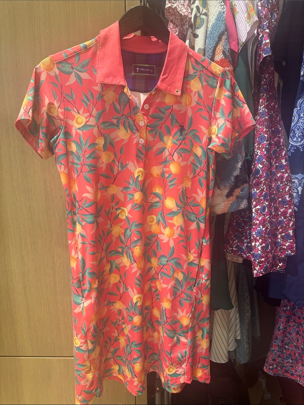 William Murray Golf Brand, That's a Peach, Coral 🍑 Polo styleMini Golf Dress.